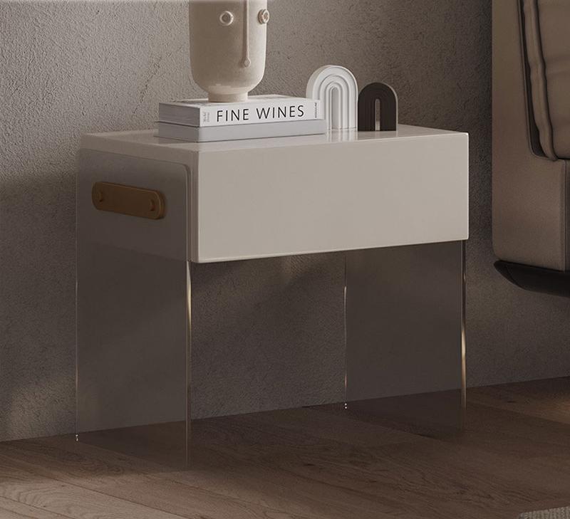 Suspended acrylic bedside tabl